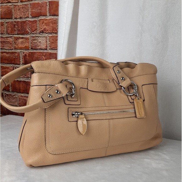 Coach Penelope Beige Pebbled Leather Shoulder Bag - Picture 2 of 13